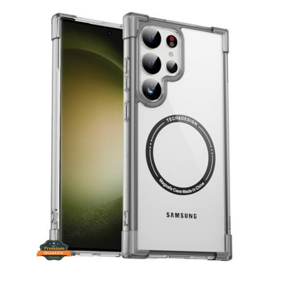 Xpression Phone Case For Samsung Galaxy S25 /S24 Slim Fit Hybrid Case Clear Corner Bumper MagSafe Compatible, Hard TPU Rubber Shockproof Cover, Black