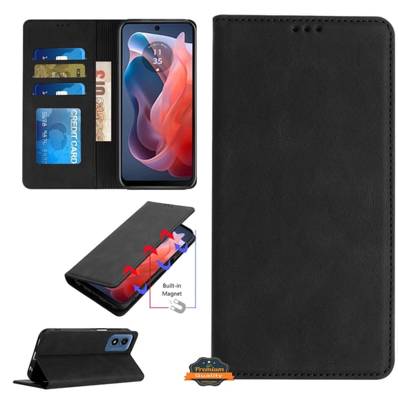 Xpression Phone Case For Samsung Galaxy S26 Wallet Pouch with Credit Card Holder Flip, Magnetic Closure Vegan Leather and Stand Cover, Black