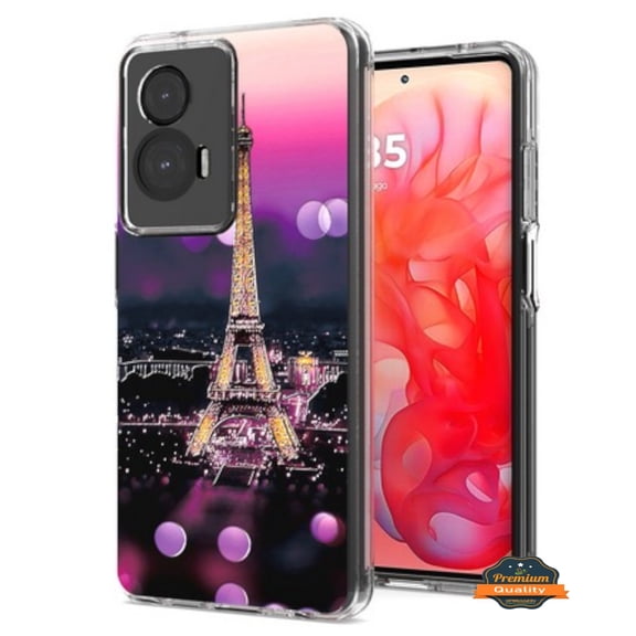 Xpression Phone Case For Motorola Moto G 5G 2026 / Moto G Play 2026 Hybrid Clear Frame with Trendy Pattern Design, Shockproof Hard Back & TPU Rubber Cover, Eiffel Tower Paris