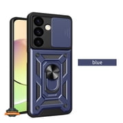 Xpression Phone Case For OnePlus 15R / ACE 6 Hybrid Shockproof, Built-in Sliding Camera Lens Protection with Magnetic Finger Ring Stand Holder Cover, Blue