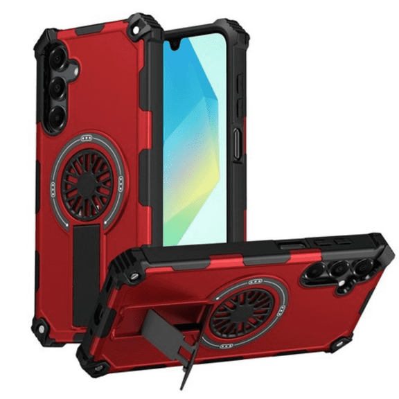 Xpression Phone Case For Samsung Galaxy A17 5G Magnetic Circle Kickstand Hybrid Shockproof Protection with Secure Grip and MagSafe Compatible Design Cover, Red