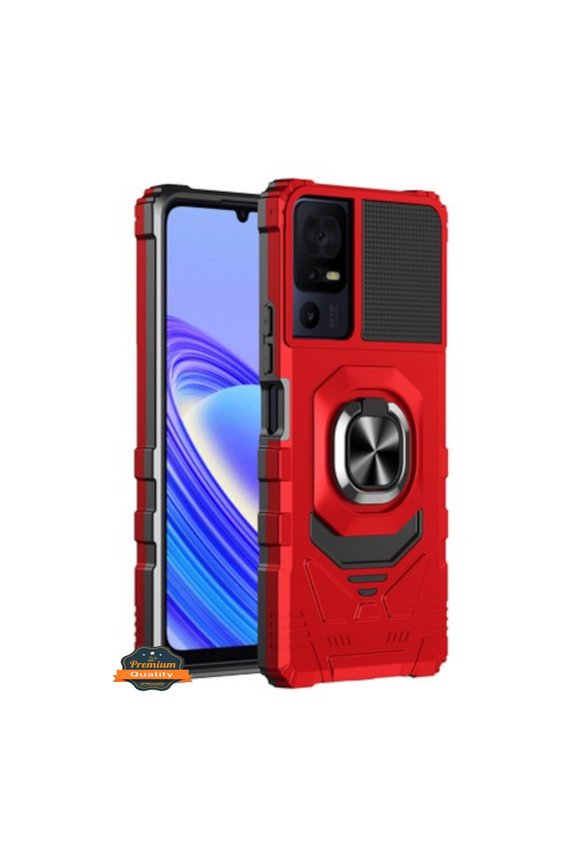 Xpression Phone Case For TCL K24 /TCL K23 Hybrid Magnetic Car Mount Ring Kickstand Stand Holder Full-Body Armor Protective [Military Grade] Cover, Red