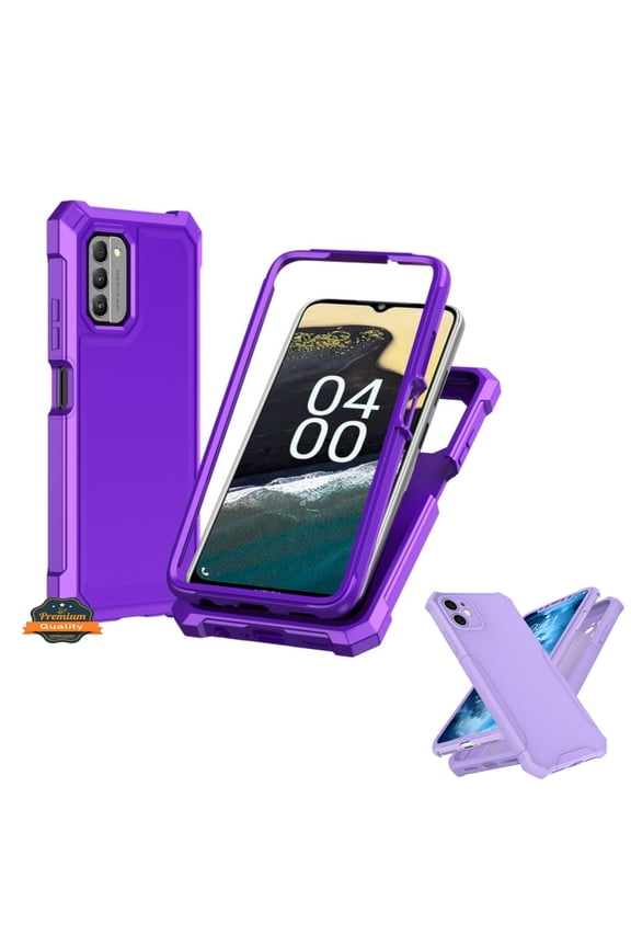 Xpression Phone Case For TCL K33 5G Full-Body Dual Layer Hybrid Case Slim, Drop-Proof TPU Hard PC, Durable Corner Front Bumper Protector Cover, Purple