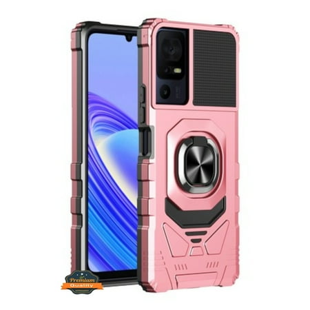 Xpression Phone Case For TCL K33 5G Hybrid Magnetic Car Mount Ring Kickstand Stand Holder Full-Body Armor Protective [Military Grade] Cover, Rose Gold