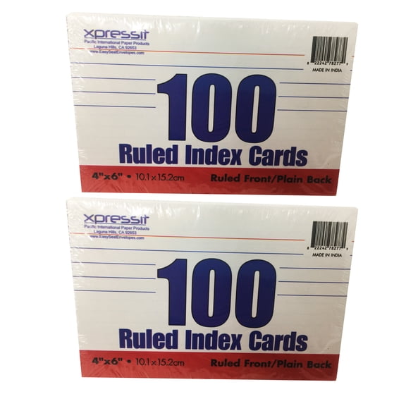 Xpressit 100 Ruled Index Cards 4"x 6" pack of 2
