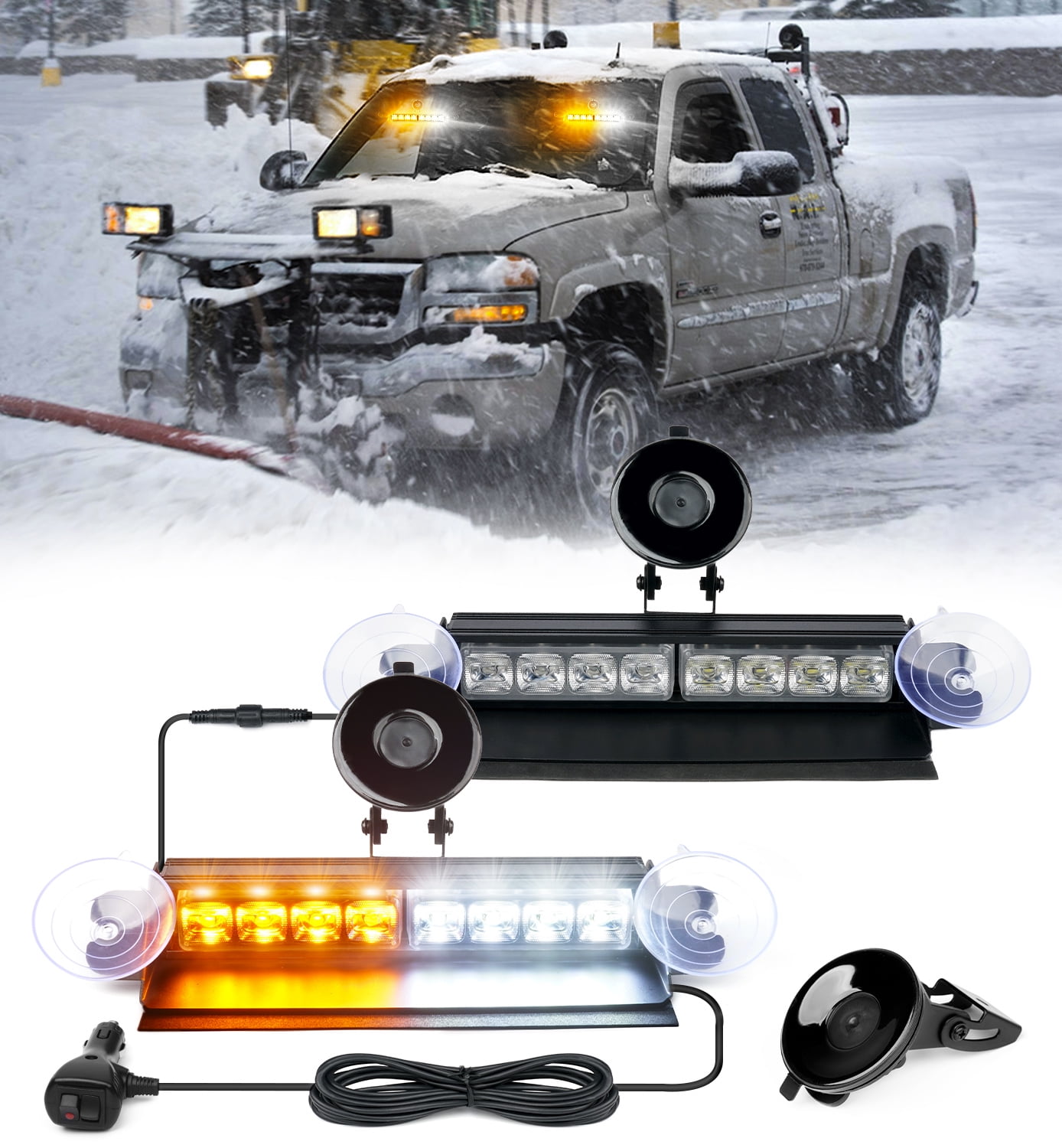 Xprite 16LED Windshield Strobe Light Bar with Triangular Install, 22