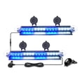 thumbnail image 1 of Xprite 32LED Windshield Dash Strobe Dual Light Bar with Suction Cup Design, 12V Cigarette Plug & Convenient Dual Switch-White&Blue, 1 of 3