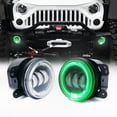 thumbnail image 1 of Xprite 4" Adventure Series 60W CREE LED Fog Lights Halo Ring DRL for Jeep Wrangler JK/JL/JT - Green, 1 of 7