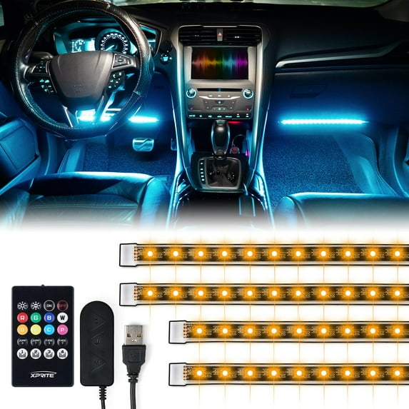 Xprite 4PC Celestial Series Interior RGB LED Car Light Set with Remote Control - Powered by USB