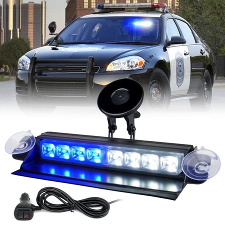 Xprite 8" Cadet Series Windshield LED Strobe Lights - White Blue