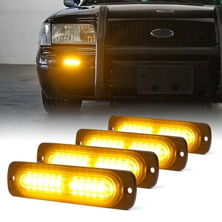 Xprite Alert 12 Series Universal Amber LED Emergency Strobe Light Flash Kit -4pcs