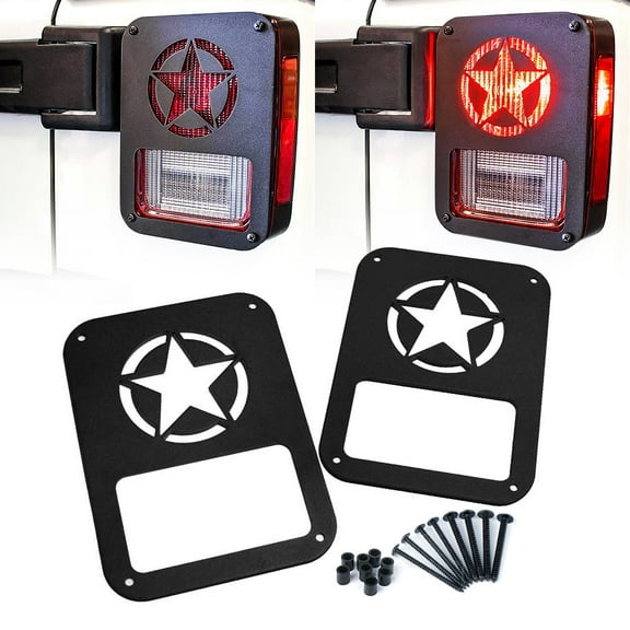 Xprite Black Rear Taillight Covers for 2007 - 2018 Jeep Wrangler JK - Star