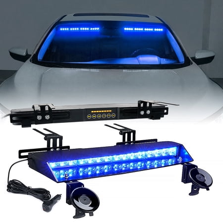Xprite Chaser Series Dual LED Visor Windshield Flash Strobe Lights - Blue