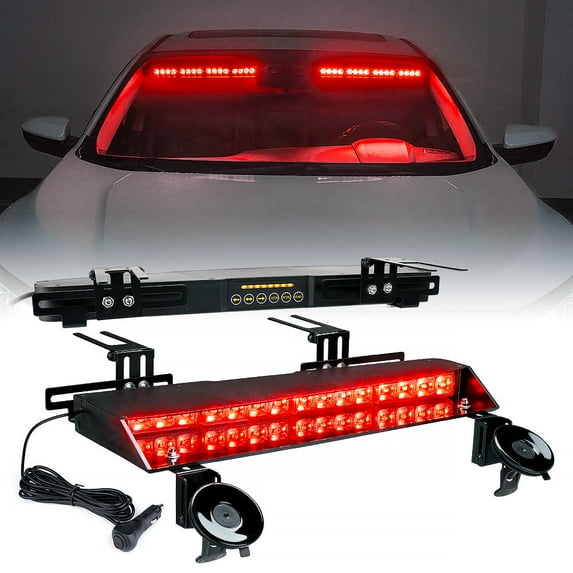 Xprite Chaser Series Dual LED Visor Windshield Flash Strobe Lights - Red