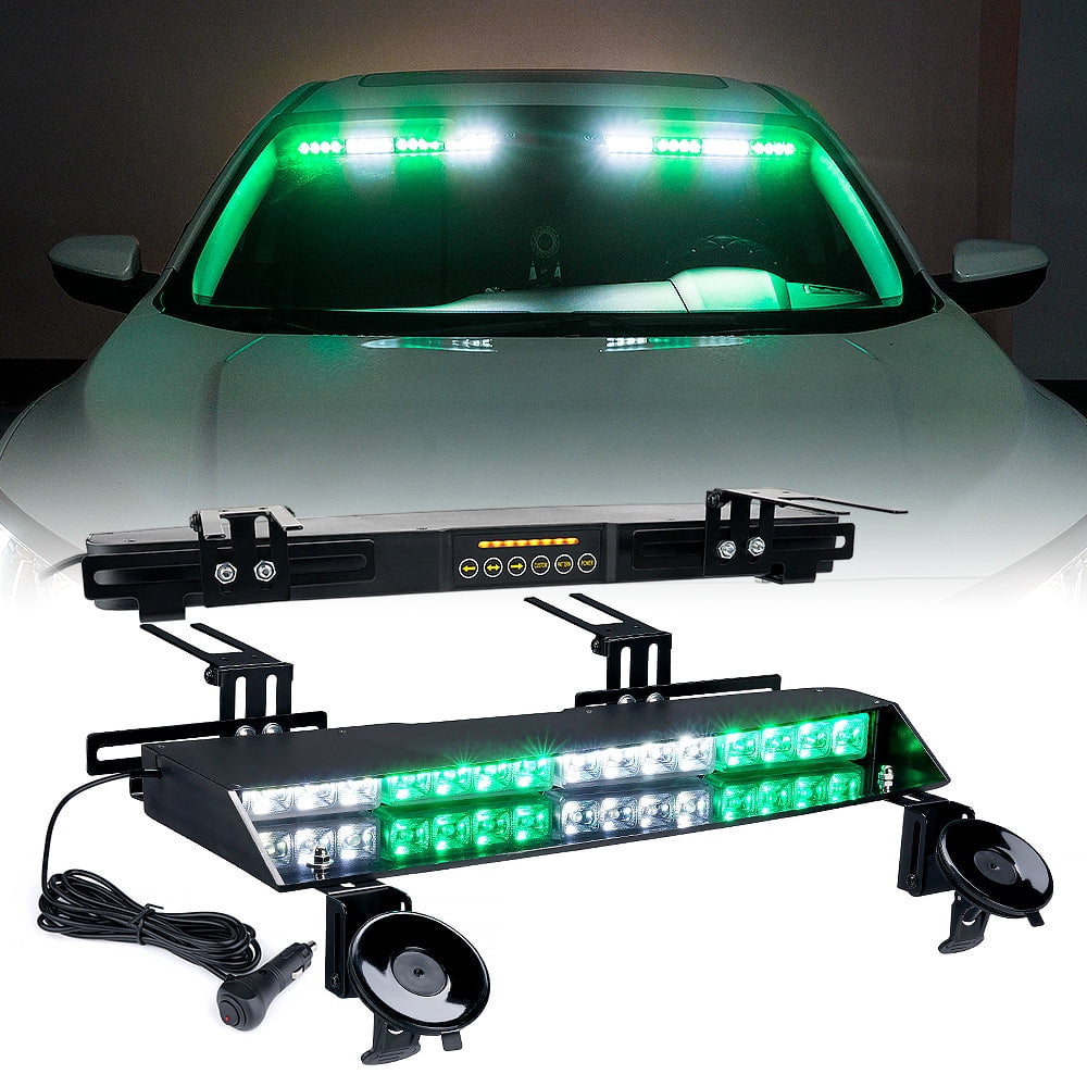 Xprite Windshield Dash Strobe Light Bar Aluminum W/Suction Cups, Deck Visor Hazard Warning Police Federal Signal Flashing Lights For Emergency POV - View #2