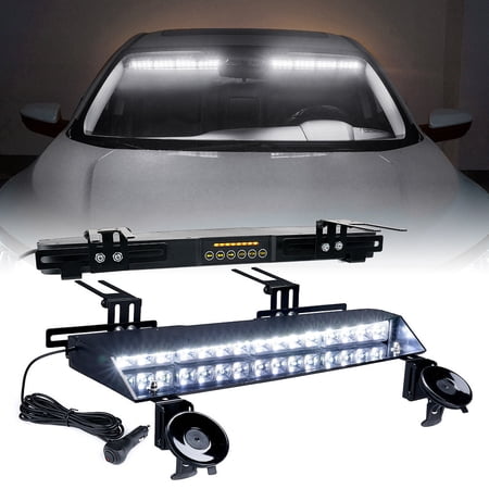 Xprite Chaser Series Dual LED Visor Windshield Flash Strobe Lights - White