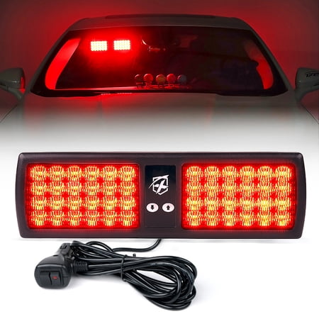 Xprite Decoy Series Windshield Visor 48 LED Strobe Lights - Red