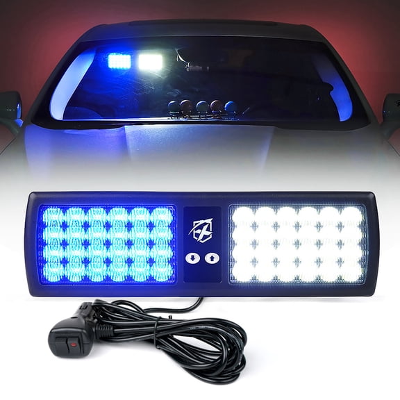 Xprite Decoy Series Windshield Visor 48 LED Strobe Lights - White/Blue