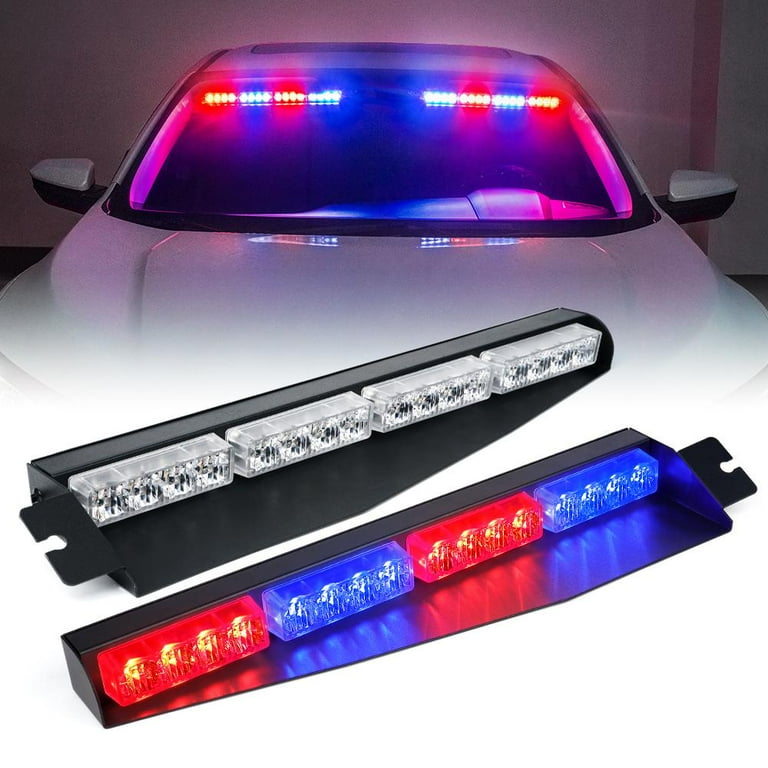 Xprite Elite Series Dual LED Visor Windshield Strobe Lights Red