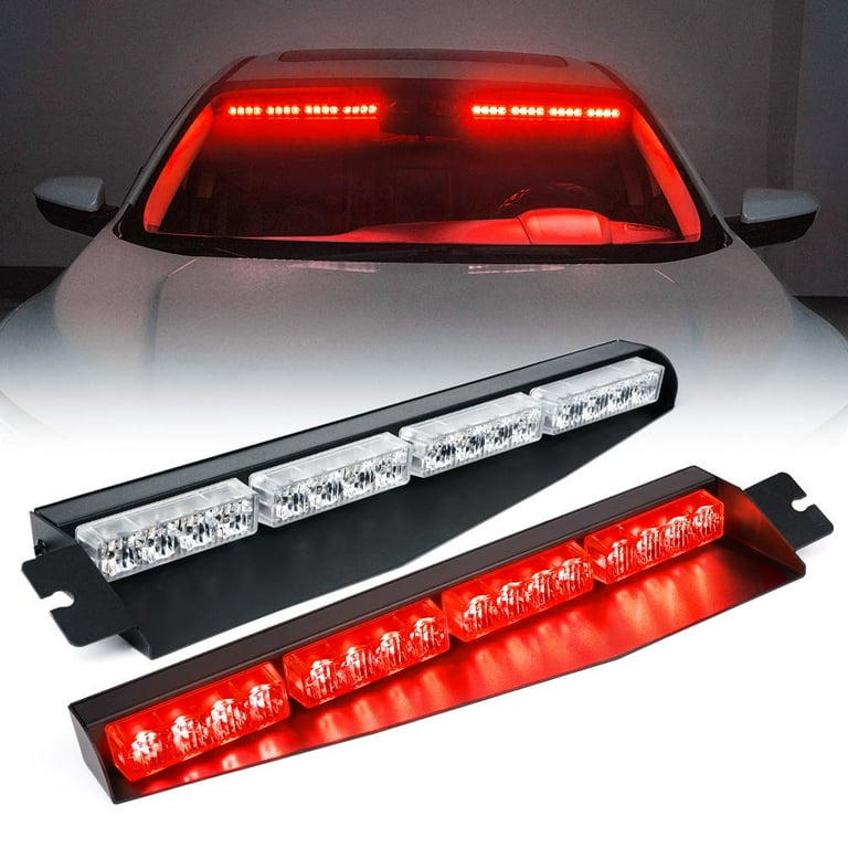 Xprite Elite Series Dual LED Visor Windshield Strobe Lights - Red 