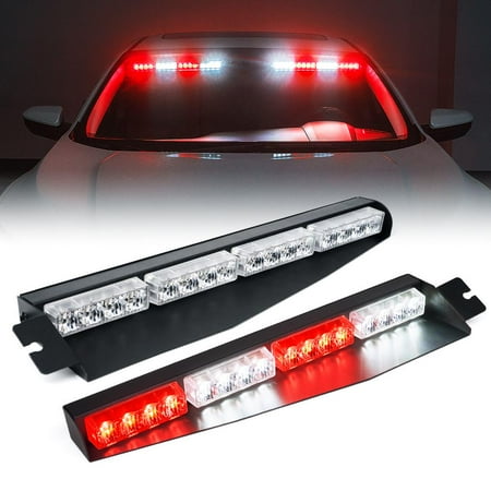Xprite Elite Series Dual LED Visor Windshield Strobe Lights - White Red