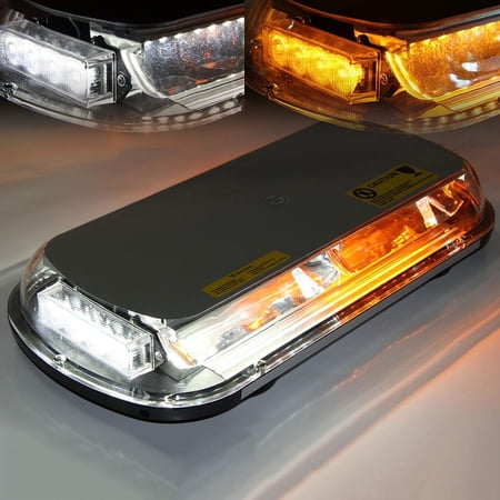 Xprite Flare Series 44 LED Emergency LED Strobe Light with Magnetic Base - White Amber