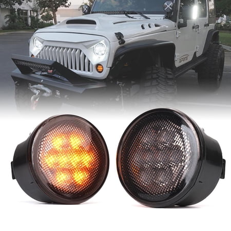 Xprite G2 LED Amber Turn Signal Light with Smoke Lens for 07-18 Jeep Wrangler Fits select: 2008,2015-2018 JEEP WRANGLER UNLIMITED