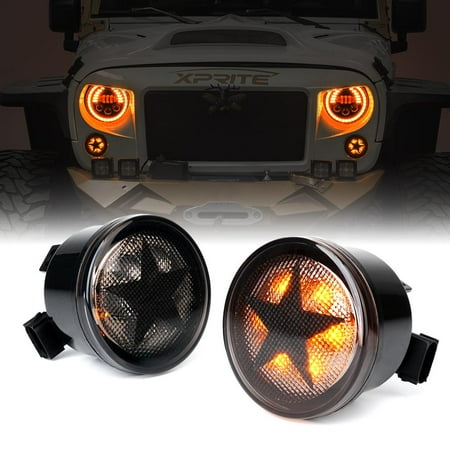 XPRITE LED Clearance Lights 12V Futs Jeep Wrangler JK 2007-2018, 2 Pieces