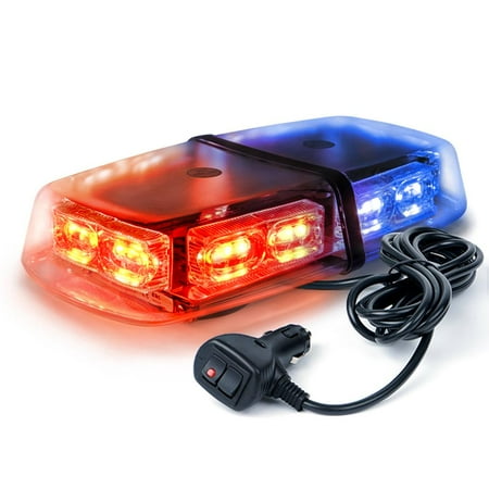 Xprite Gamma Series 18W LED Rooftop Strobe Light with Magnetic Base - Red&Blue