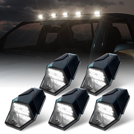 Xprite Jewel Series Smoked LED Roof Top Cab Clearance Light Kit - Set of 5 - White