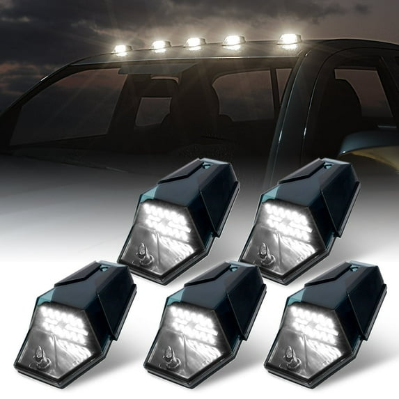 Xprite Jewel Series Smoked LED Roof Top Cab Clearance Light Kit - Set of 5 - White