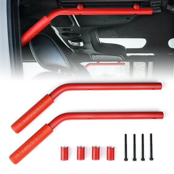 Xprite Red G1 Front and Rear Grab Handles for 2007 - 2018 Jeep Wrangler JK JKU