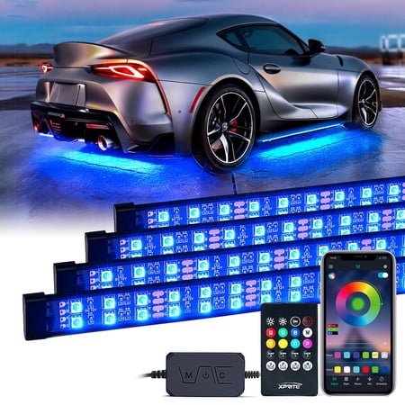 Xprite Rivalry Series Dual Row RGB LED Underbody Glow Kit with Remote Control and Bluetooth Fits select: 1975-2022 FORD F150, 1999-2022 CHEVROLET SILVERADO