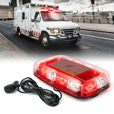Xprite Rooftop Emergency Strobe Light bar with Magnetic Base High-Visibility LED Beacon for Vehicles Safety and Security Solution White/Red