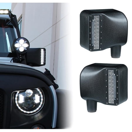 Xprite Smoke Lens LED Side Mirror with Spot and Turn Signal Lights for 2007-2018 Jeep Wrangler JK