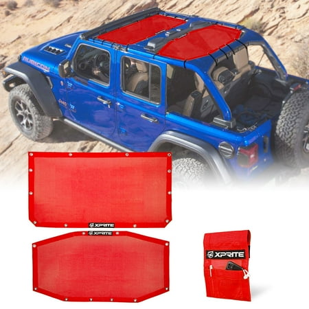 Xprite Sunshade Canopy for 2018+ Jeep Wrangler JLU - Blocks 90% Sunlight, UV Protection, Durable PVC Material