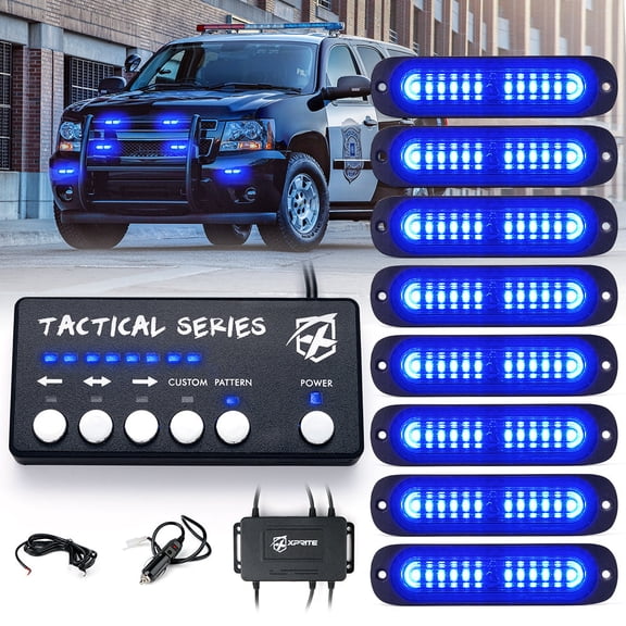 Xprite Tactical 12 Series Blue LED Marker Strobe Lights - Set of 8