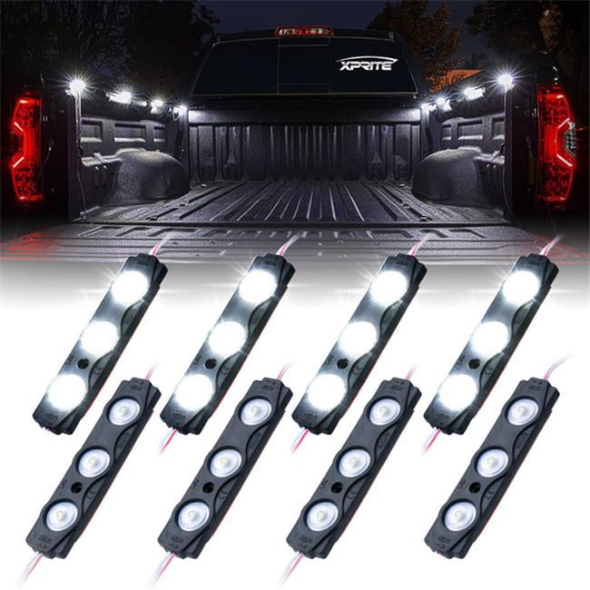 Xprite White LED Rock Light Pods Truck Bed Lighting Kit