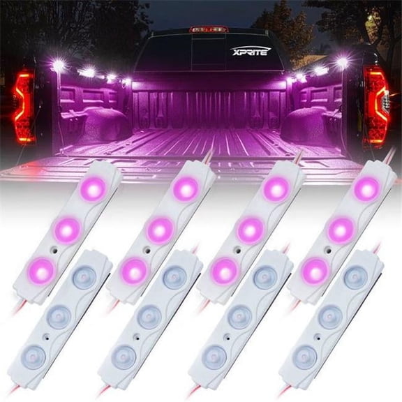 Xprite USA DL-001-L3-PE 8 LED Rock Light Pods Truck Bed Lighting Kit with Switch - Purple