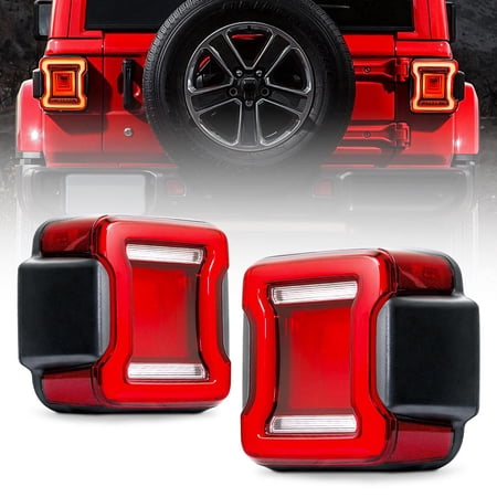 Xprite USA X-Pro Infinity Series LED Taillights with Red Lens for 2018 Plus Jeep Wrangler JL