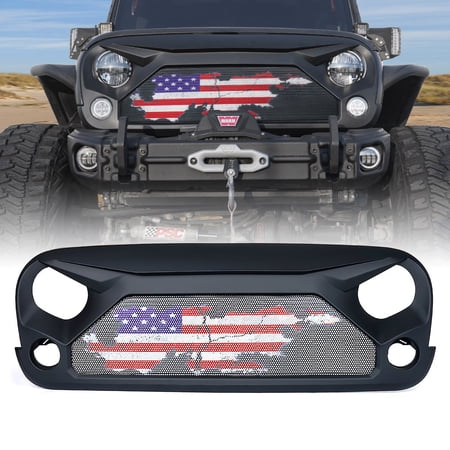 Xprite USA ZS-0084K-FLAG Gladiator Grille with Distressed U.S. Flag Steel Mesh for 2007-2018 Jeep Wrangler