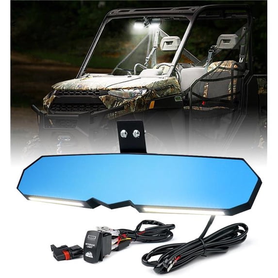 Xprite UTV Center View Mirror with LED Lights & Rocker Switch, Valiant Series