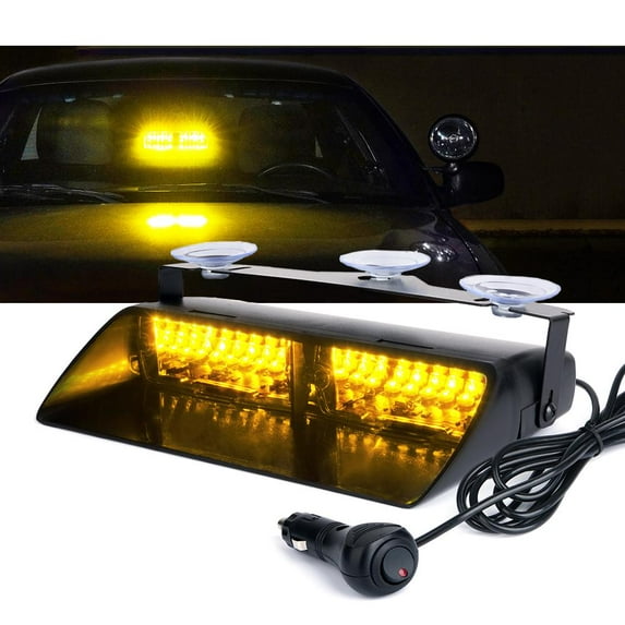 Xprite Undercover Series LED Strobe Lights For Dash / Windshield With Suction Cups - Amber