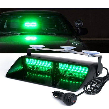 Xprite Undercover Series LED Strobe Lights For Dash / Windshield With Suction Cups - Green