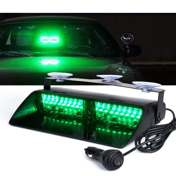Xprite Undercover Series LED Strobe Lights For Dash / Windshield With Suction Cups - Green