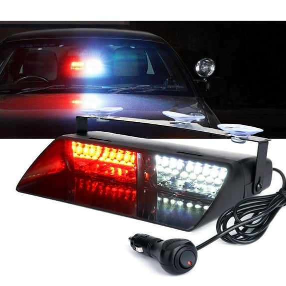 Xprite Undercover Series LED Strobe Lights For Dash / Windshield With Suction Cups - White Red