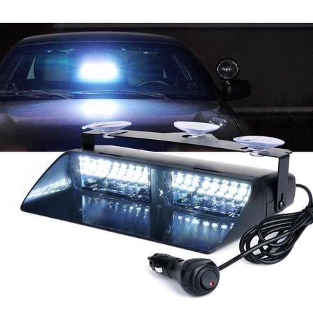Xprite Undercover Series LED Strobe Lights For Dash / Windshield With Suction Cups - White