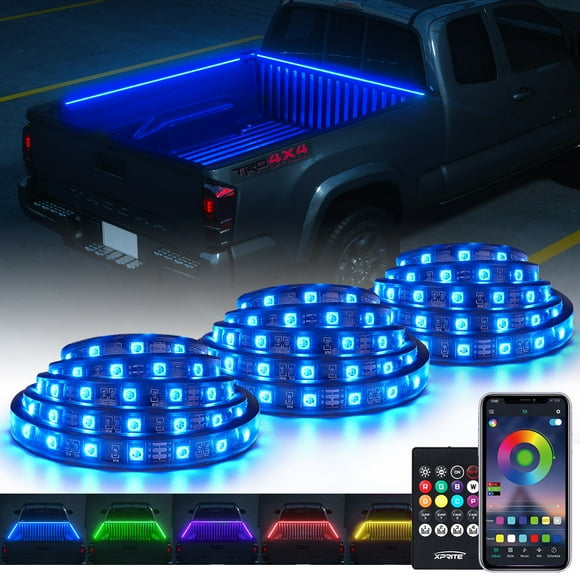 Xprite Universal RGB LED Bed Light Decorative Lights Pickup Truck Lighting Strip 3Pcs 60Inch 180 LEDs Bed Strip Kit