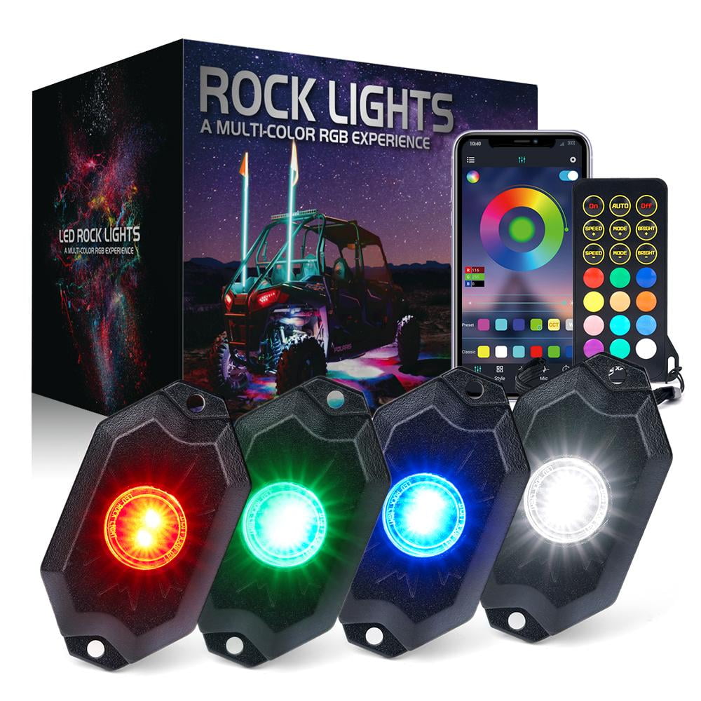 Xprite Universal RGB + Pure White LED Rock Lights Truck Bed Lighting Neon Light with Bluetooth and Remote Control Fits select: 1975-2022 FORD F150, 1999-2022 CHEVROLET SILVERADO