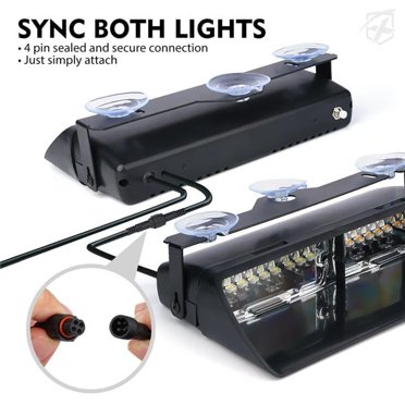 Xprite 4 Pack LED Strobe Lights – Amber, 12V, 6 Bulbs Each, Emergency Warning Grille Lights